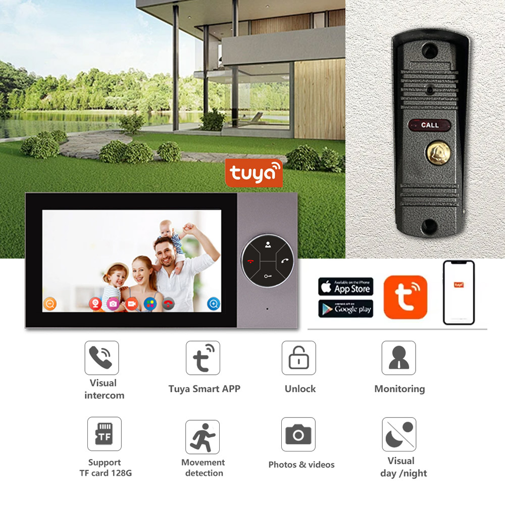 Wifi Doorbell Camera - 7Inch IPS Screen 2MP 1080P Tuya