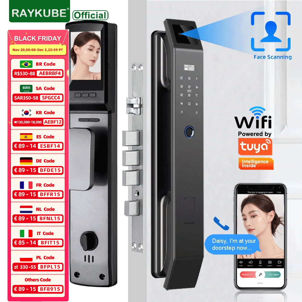 Wifi Doorbell Camera - RAYKUBE DF14 Tuya WiFi 3D Face
