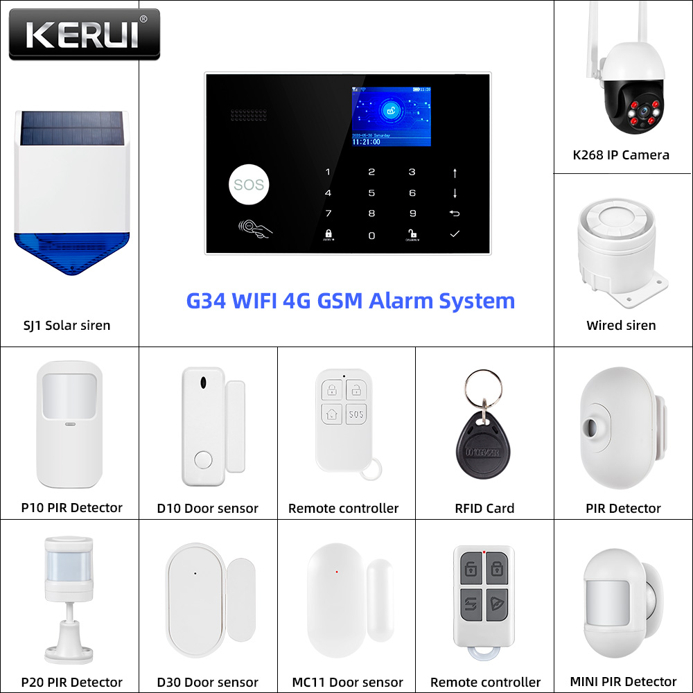 Smart Home Keyboard - KERUI G34 4G WIFI Alarm System