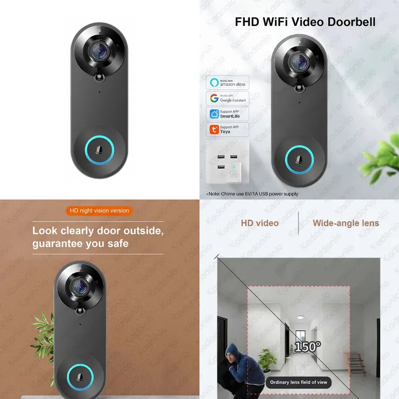 Wifi Doorbell Camera - Kadonio 1080P WiFi Video Door Bell